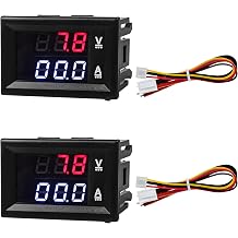 2 PCS 0.28" Digital Voltmeter Ammeter, DC 0-100V 50A 2 in 1 Volt Amp Meter with Connect Wires, Red & Blue Dual LED Display Panel Current Tester Voltage Gauge for EV Car Boat 50A