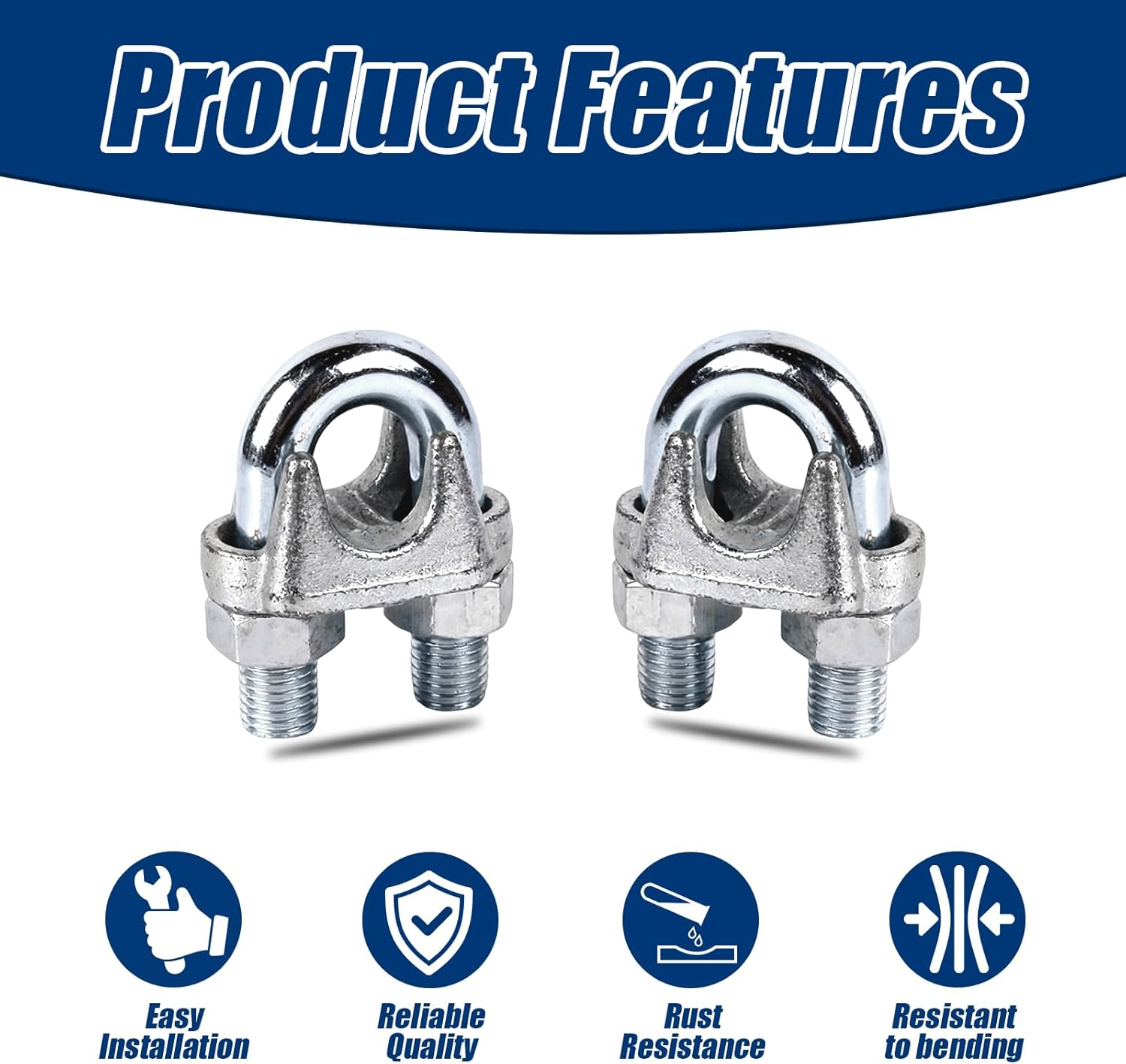 24 PCs Wire Rope Clips, 3/16 inch cable clamp, Stainless Steel Wire Rope Clamp for Various Commercial, Industrial, and Residential Projects(M5,24)