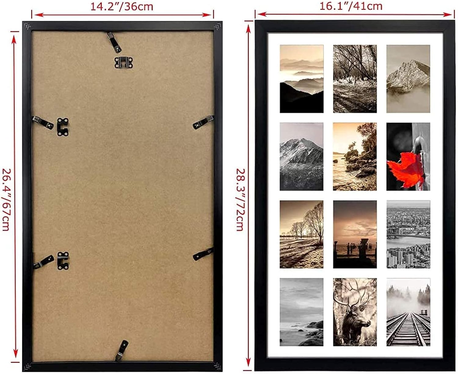 12 Opening 4x6 Black Collage Picture Frames Set of 2 Bundle
