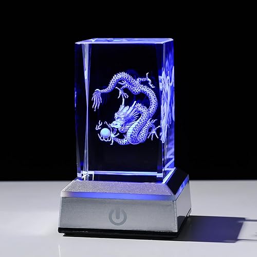 Miniatura 7 de LONGWIN Figuras de medusas de cristal 3D, luz nocturna multicolor, regalos grabados con láser de vidrio para niños y niñas en cumpleaños, Navidad