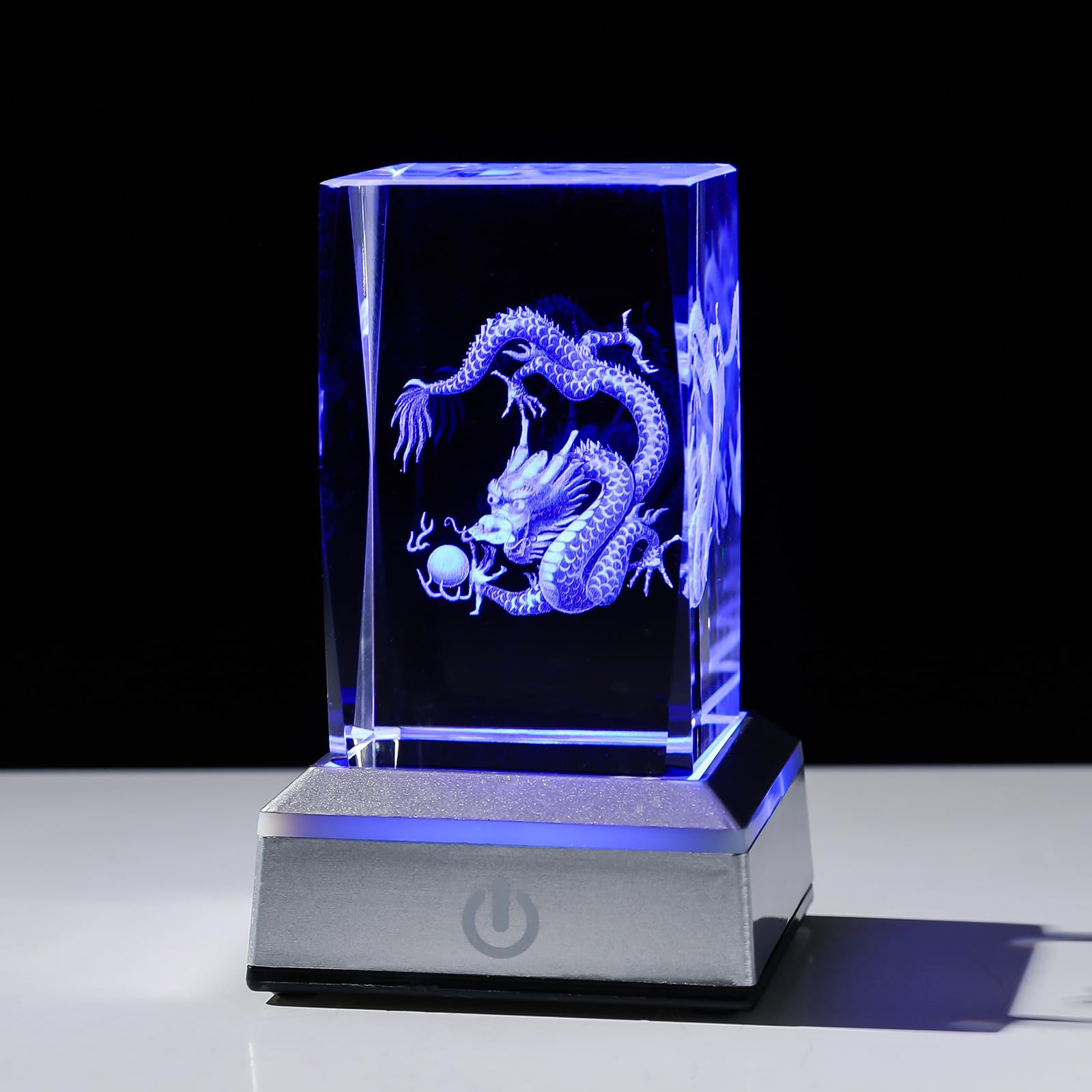 LONGWIN 3D Crystal Chinese Dragon Cube Lamp Multicolor Night