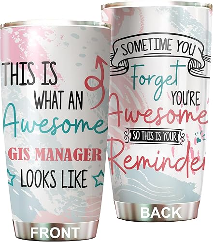 This Is What An Awesome GIS Manager - Vaso de acero inoxidable de 20 onzas, regalos divertidos para oficina, mujeres, hombres, amigos de trabajo,