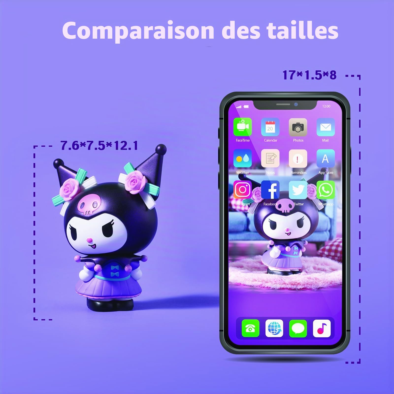 Distributeur Kuromi – 6 œufs Surprise Avec Mini Figurines – Boîte Aveugle – Cadeau Anniversaire Filles Et Enfants