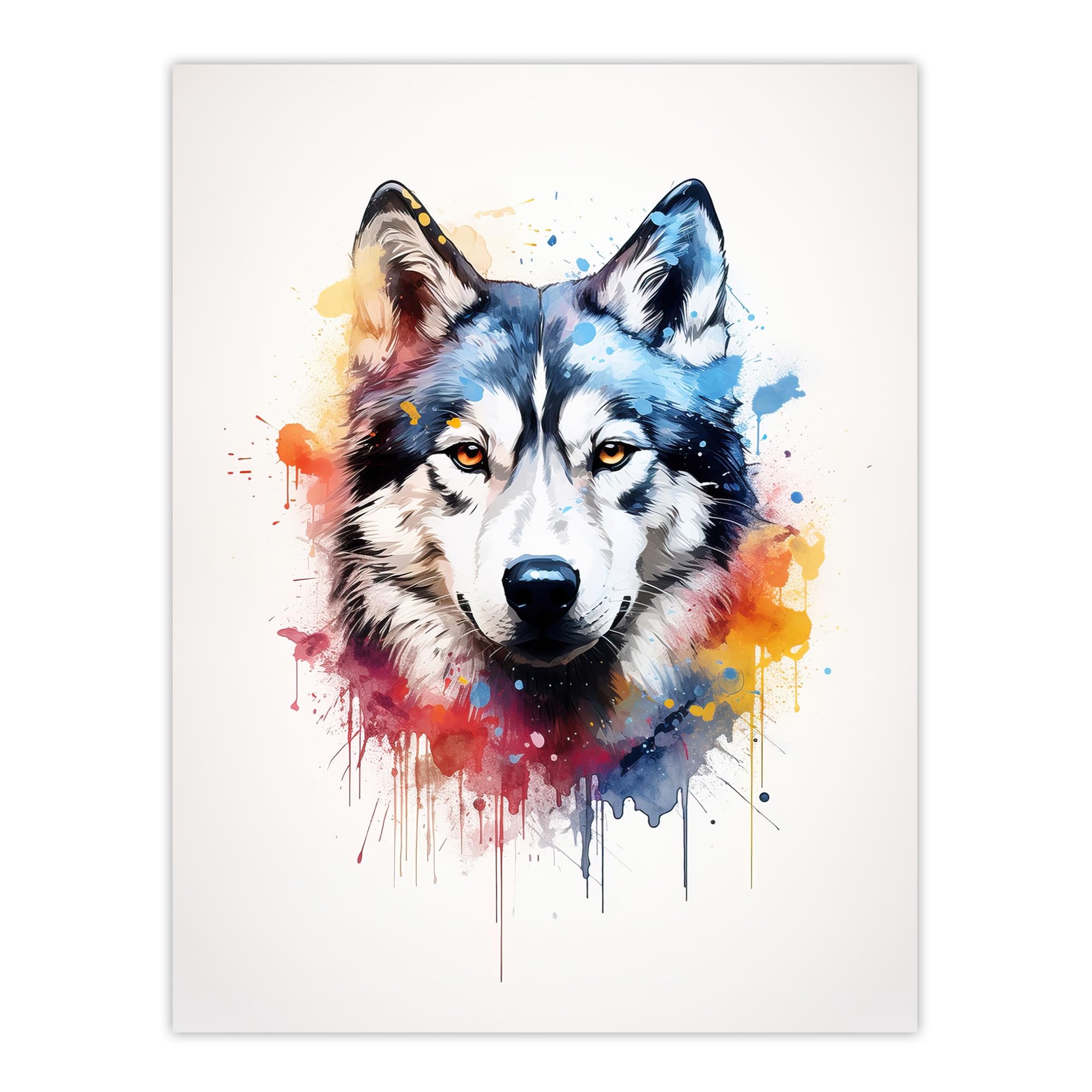 Artery8 Husky Lovers Gift Watercolour Pet Portrait Painting Artwork Extra Large XL Wall Art Poster Print