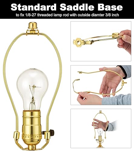 Miniatura 4 de Soporte de arpa desmontable de 9 pulgadas para lámparas de mesa y de pie, 2 juegos de soporte de pantalla de lámpara resistente con sillín estándar