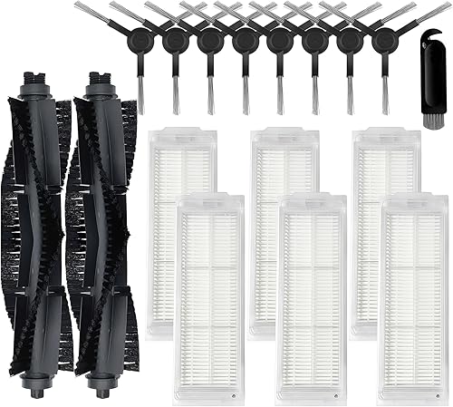 Piezas de repuesto compatibles con accesorios de aspiradora robot WYZE, 2 cepillos principales naranjas, 6 cepillos laterales, 6 filtros Hepa, 1