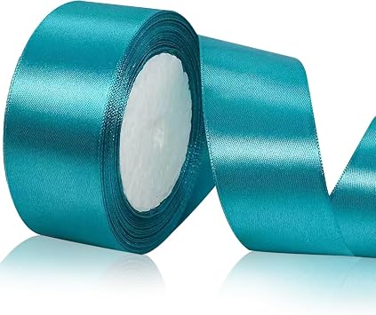 Turquoise Blue Satin Ribbon 1 1/2 Inches x 25 Yards, Fabric Silk Teal Ribbon for Gift Wrapping, Flower Bouquet Accessories, Crafts, Hair Bows Making, Wreath, Wedding Party Decoration