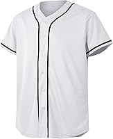 Cuthbert Solid Baseball Jersey Shirt Men Women - Casual Short Sleeve Button Down Tee, Loose Fit Polyester Comfort