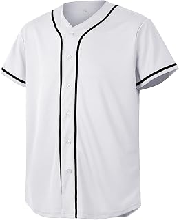 Cuthbert Solid Baseball Jersey Shirt Men Women - Casual Short Sleeve Button Down Tee, Loose Fit Polyester Comfort
