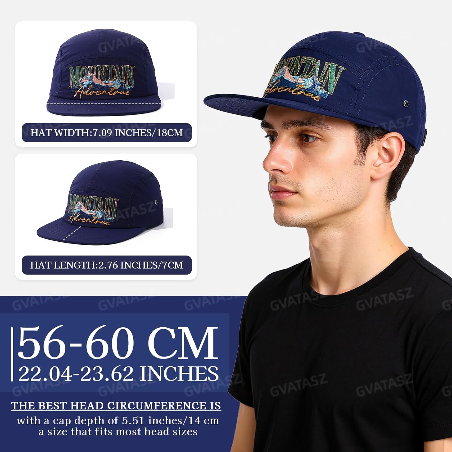 Quick Dry 5 Panel Hats for Men Waterproof Flat Brim Hat Lightweight 5-Panel Baseball Caps Casual Trucker Snapback Hat - Image 5