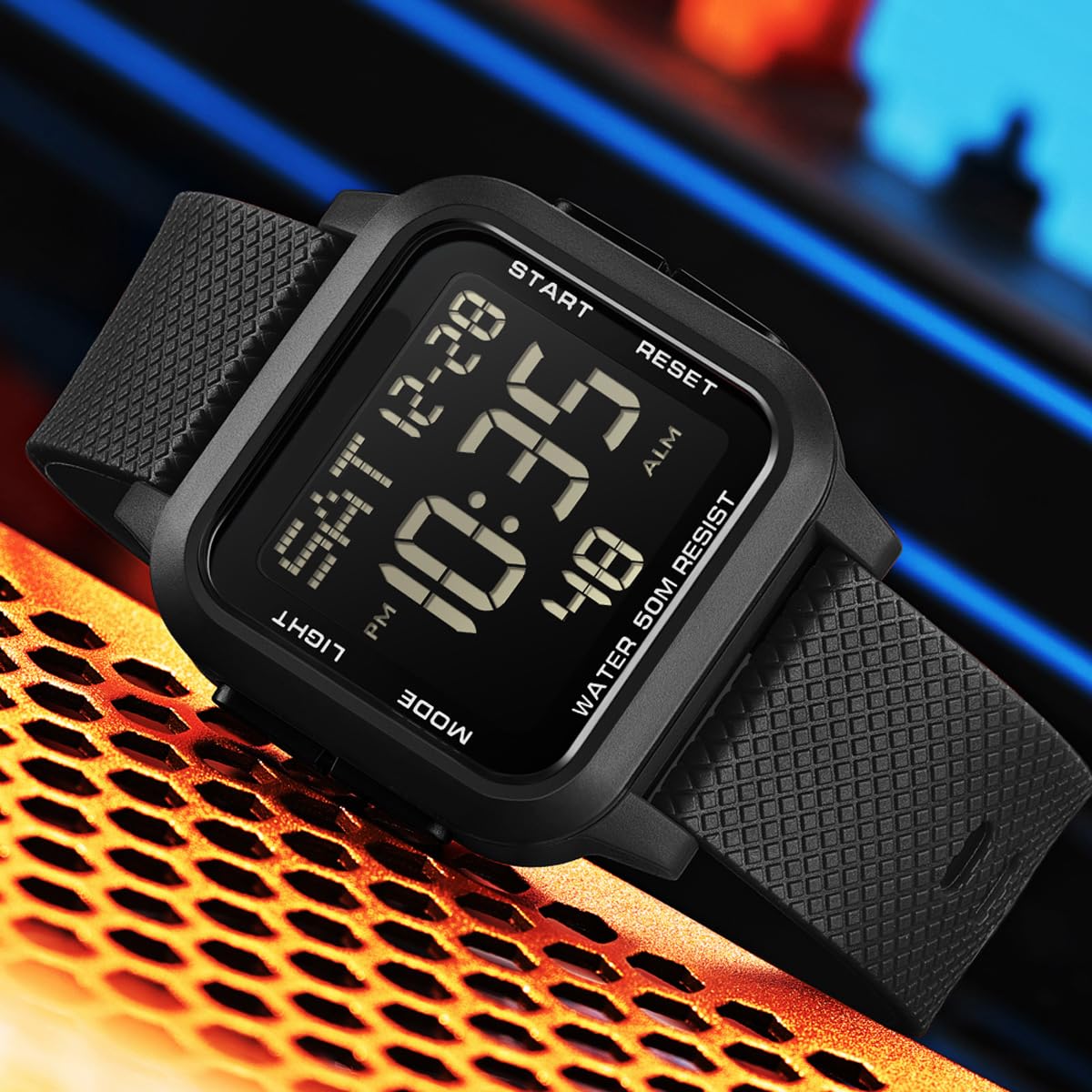 Square Digital Watch Military Watches Waterproof Sport Wristwatch Tactical Casual Simple Minimalist Watches LED Stopwatch Countdown Alarm Wrist Watch for Men Women