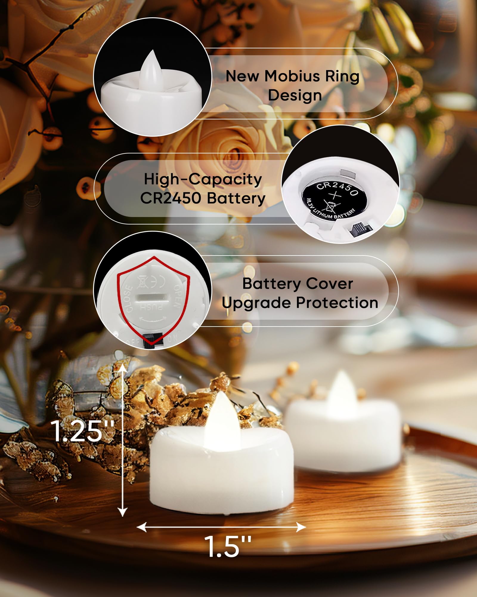 merrynights Candele a distanza, 12 lumini senza fiamma, funzionamento a batteria con timer, oltre 400 ore di telecomando, candele votive a LED, 3,8 cm di diametro x 3,2 cm di altezza, luce bianca pura