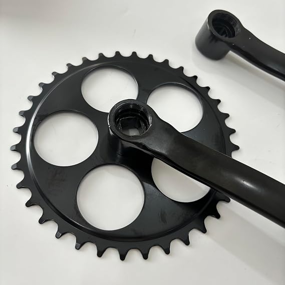 JZsports Single Speed Crankset 36T 170mm Crankarms for Mountain Road Bike Fixed Gear Bicycle Square Taper, Black Color