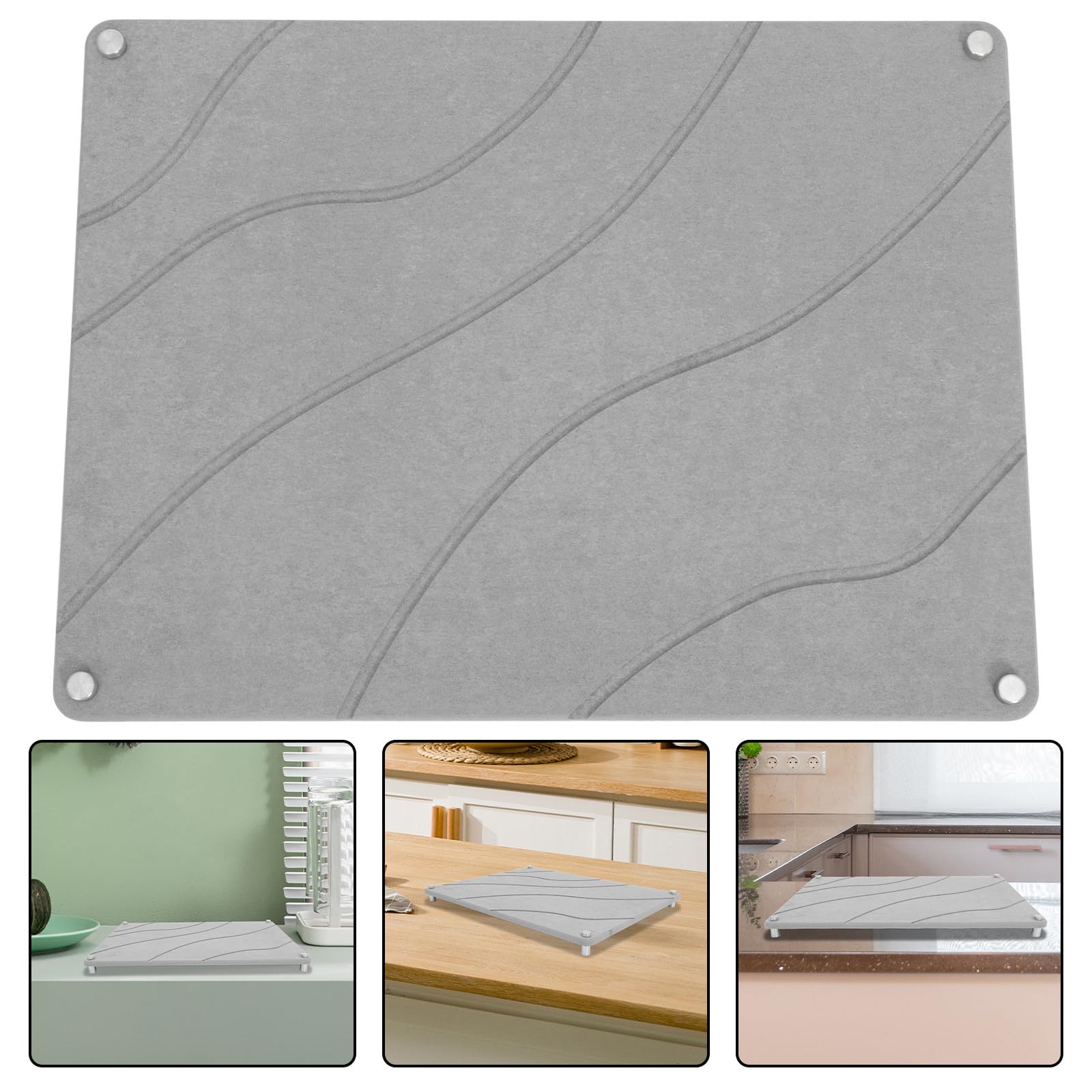 Tapis Égouttoir à Vaisselle en Pierre 16x12 Pouces | Diatom Mud, Absorption Rapide de L’eau, pour Assiettes et Ustensiles sur Comptoirs ou Autres Surfaces
