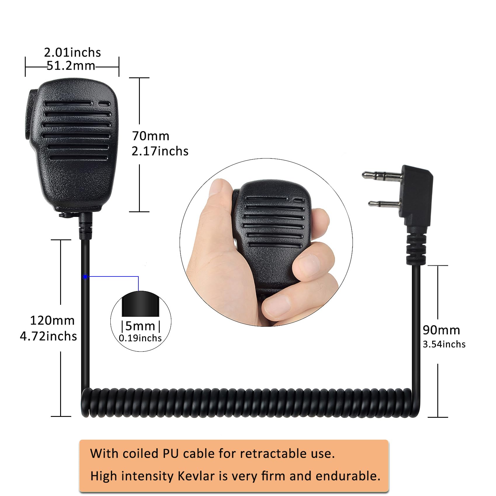 HYS Radio - Microphone à main compatible avec les stations de radio President Randy III CB - Microphone de haut-parleur Randy 3 - Avec bouton PTT