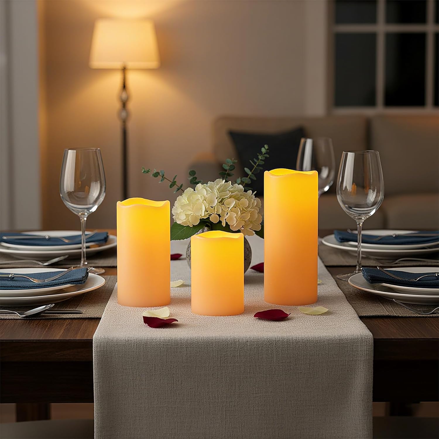 Amagic 3 Pack 4"x 6"8" 10" Outdoor Plastic Electric flameless Candles with Remote Control and Timer, Battery Operated Flickering LED Pillar Fake Candle for Home, Wedding Decor, Ivory - Image 7