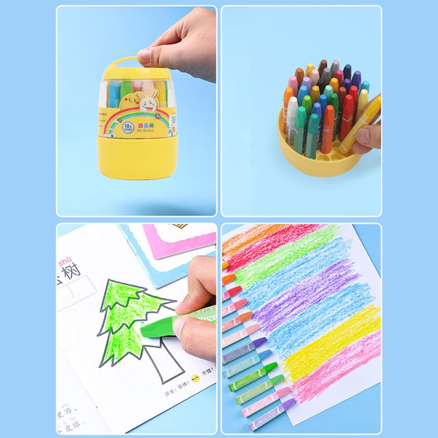 Color Crayons - 36-Colour Washable Crayons | Wax Coloring Pencils For Children Ages 3-12, Easy Cleanup Art Crayon For School, Preschool Home, Creative Drawing Set Travel Classroom