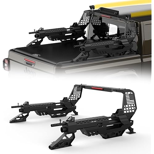 Heavy-Duty Machine Gun Style Roll Bar Compatible with Retractable Tonneau Covers with Rails | Compatible only Trucks 2019-2025 Gladiator | No Drilling Installation