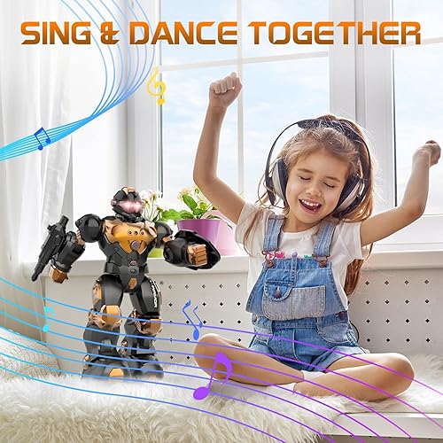 Miniatura 7 de STEMTRON Robot de juguete para niños, robot programable de control remoto con detección inteligente de gestos, recarga, modo de canto y baile,