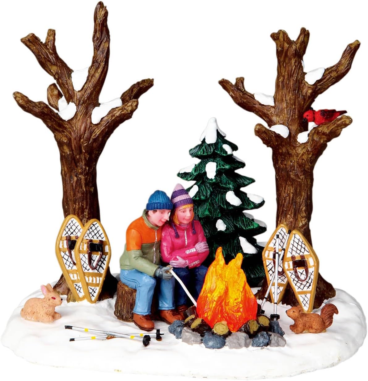 Lemax Christmas Village Staying Warm Campfire Snowshoes