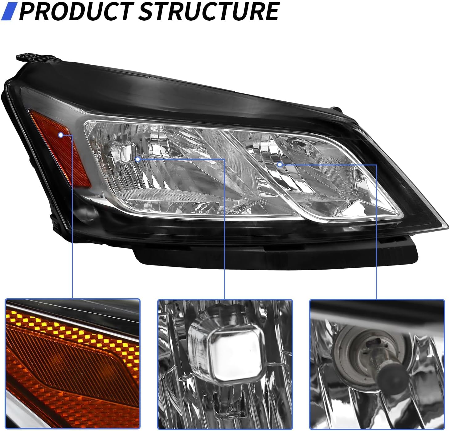 Halogen Headlights Assembly Fits for 2013 2014 2015 2016 2017 Chevy Traverse Headlamp Left Driver Side Front Head Lamps Replacement 84262931 GM2502375 (Left Driver Side)