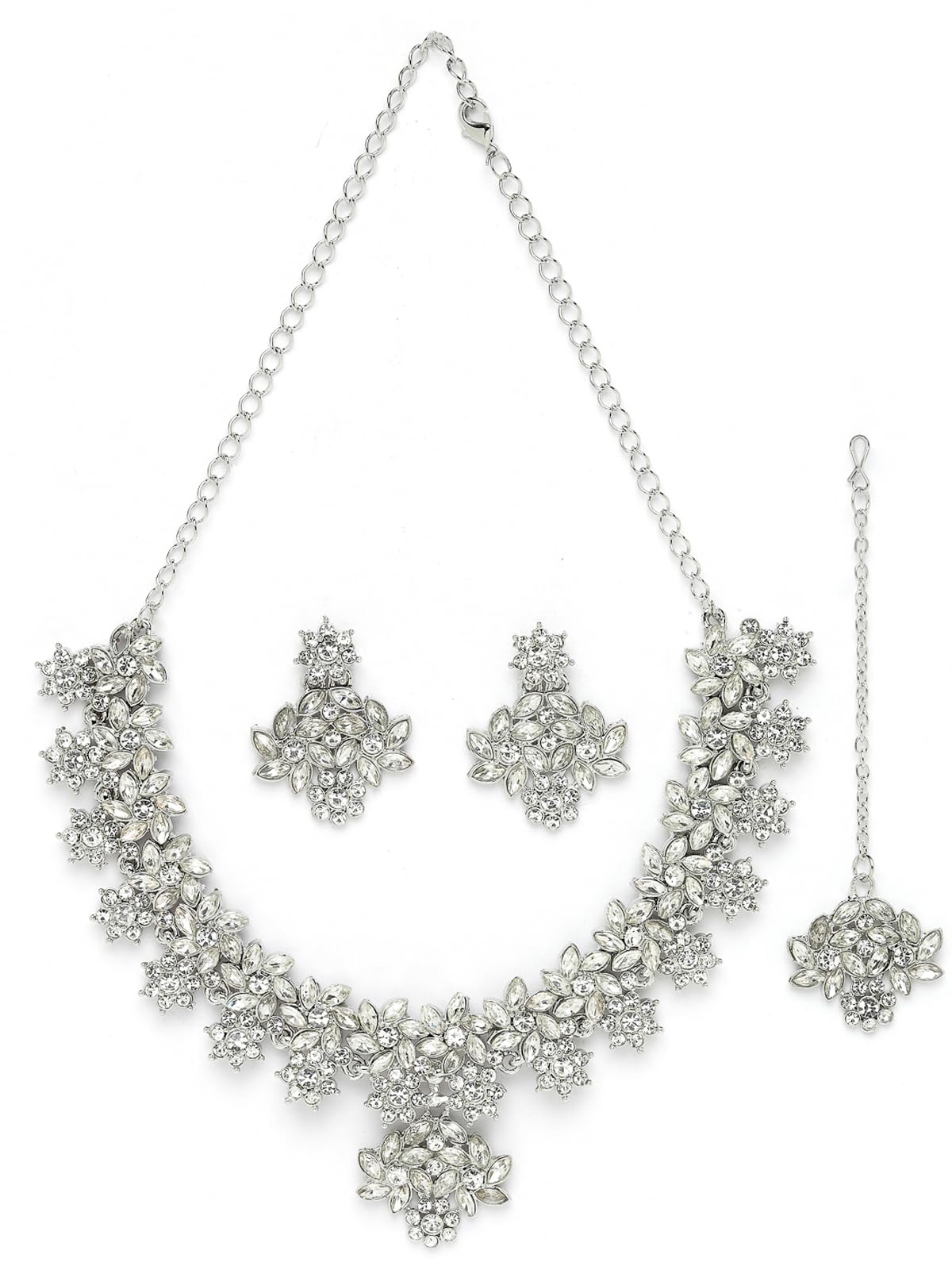 See full amazon price history chart for Sukkhi Smashing Rhodium Plated Silver AD White Stone Floral Collar Bone Necklace Set With Earring And Maangtika | Jewellery Set For Women (NS105549) Sukkhi Smashing Rhodium Plated Silver AD White Stone Floral Collar Bone Necklace Set With Earring And Maangtika | Jewellery Set For Women (NS105549) (B0CBBBSYWM) Amazon Price History, Amazon Price Tracker