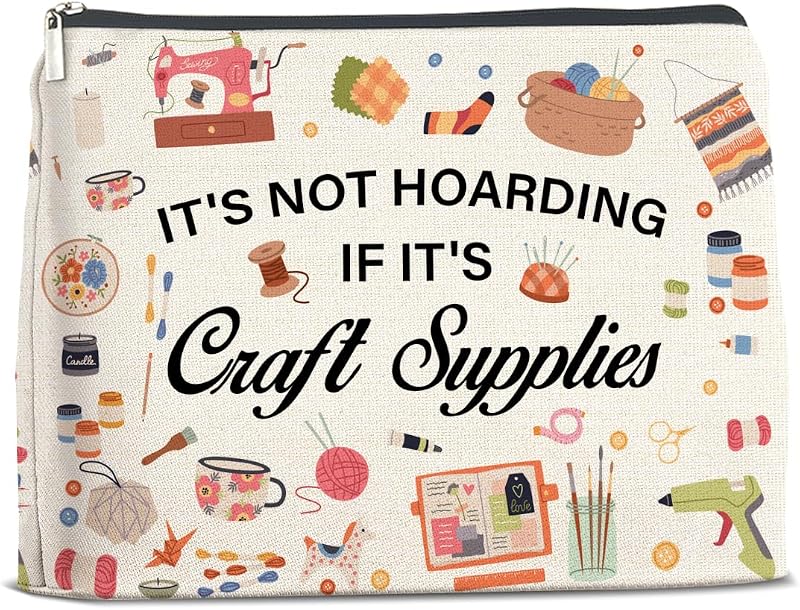 Necessaire de maquiagem LyoGao com zíper, estampa craft, 1 unidade