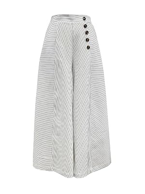 SHENHE Womens Striped Wide Leg Pants Culottes Elastic High Waisted Casual Palazzo Pants