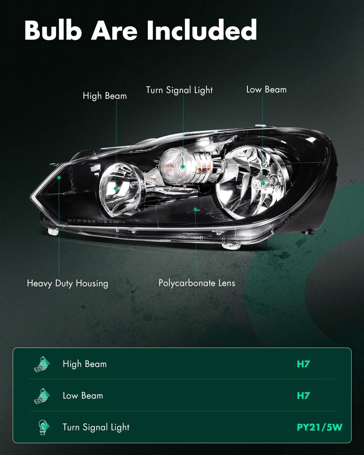 SCITOO Pair of Headlight Assembly Fits for Volkswagen for Golf for GTI 2010-2014 for Volkswagen for Jetta 2010-2014 Headlights 5K0941005C 5K0941006C (Bulbs Not Included)