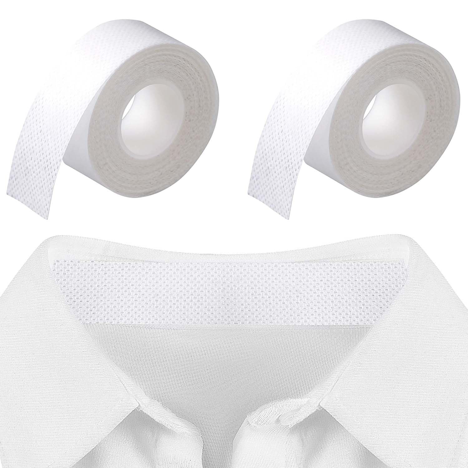 Homeaura Sweat Pads 2 Roll Disposable White Shirt Neck Collar Protectors Tape, Collar Guard Hat Sweat Protector Self-Adhesive Invisible Liner Patches Against Sweat Stain-image-27