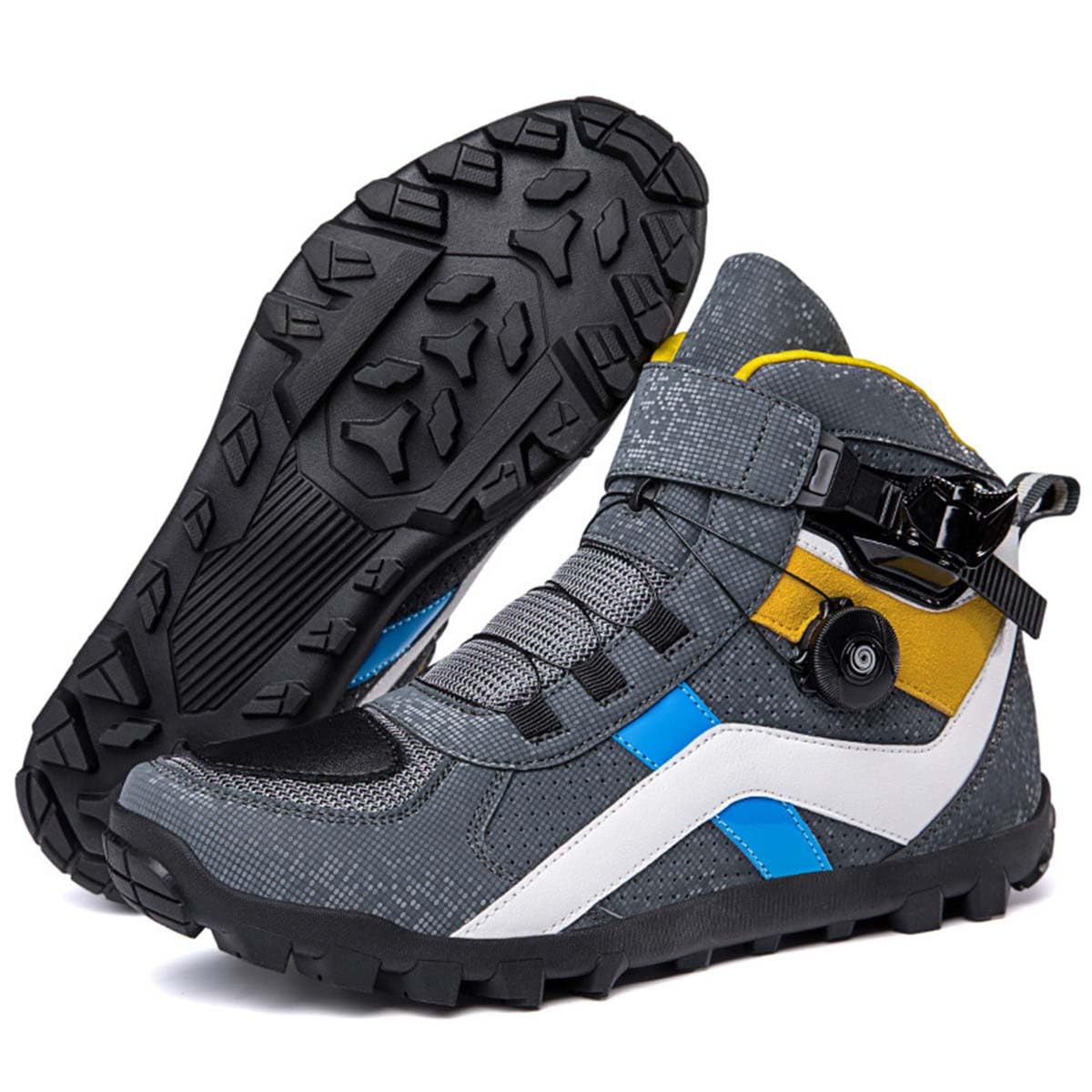 Stivali Moto in Pelle da Uomo, Stivale Touring Impermeabile, Suola in Gomma Piena Scarpe Protettivi da Motociclista Traspirante