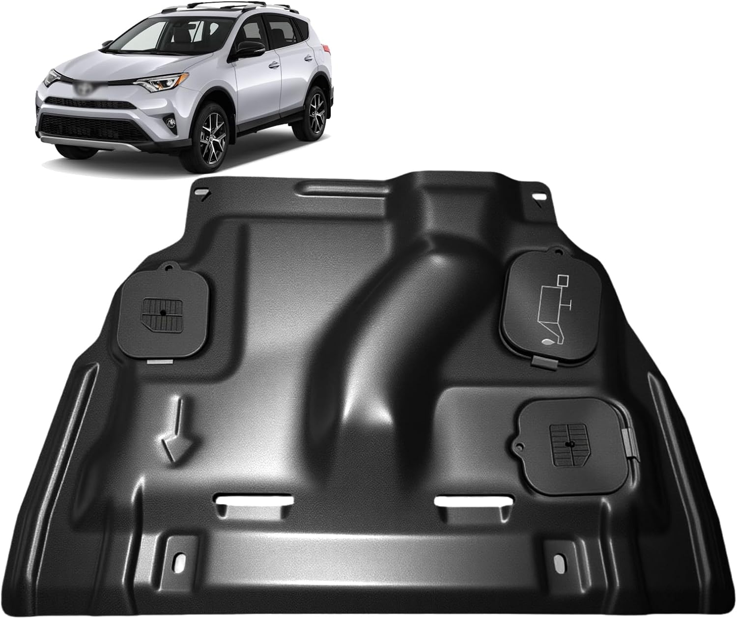 Front Engine Splash Shield Fit for 2009-2018 Toyota RAV4 Engine Case Guards Suitable for Toyota RAV4 Under Engine Cover Mud Flaps Directly Replace Original(Not fit for 3.5L Models)