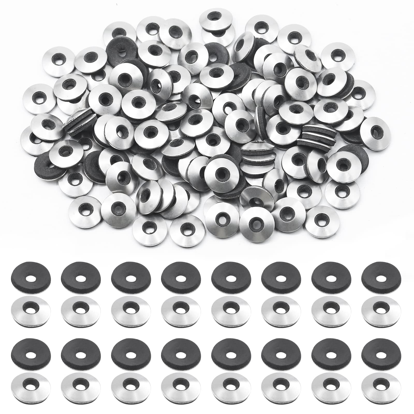 Swpeet 120Pcs #10 x 1/2" - M4.8 x14mm Stainless Steel Neoprene EPDM Bonded Sealing Washers Gasket Assortment Kit, Rubber Bonded Sealing Washers for Screws