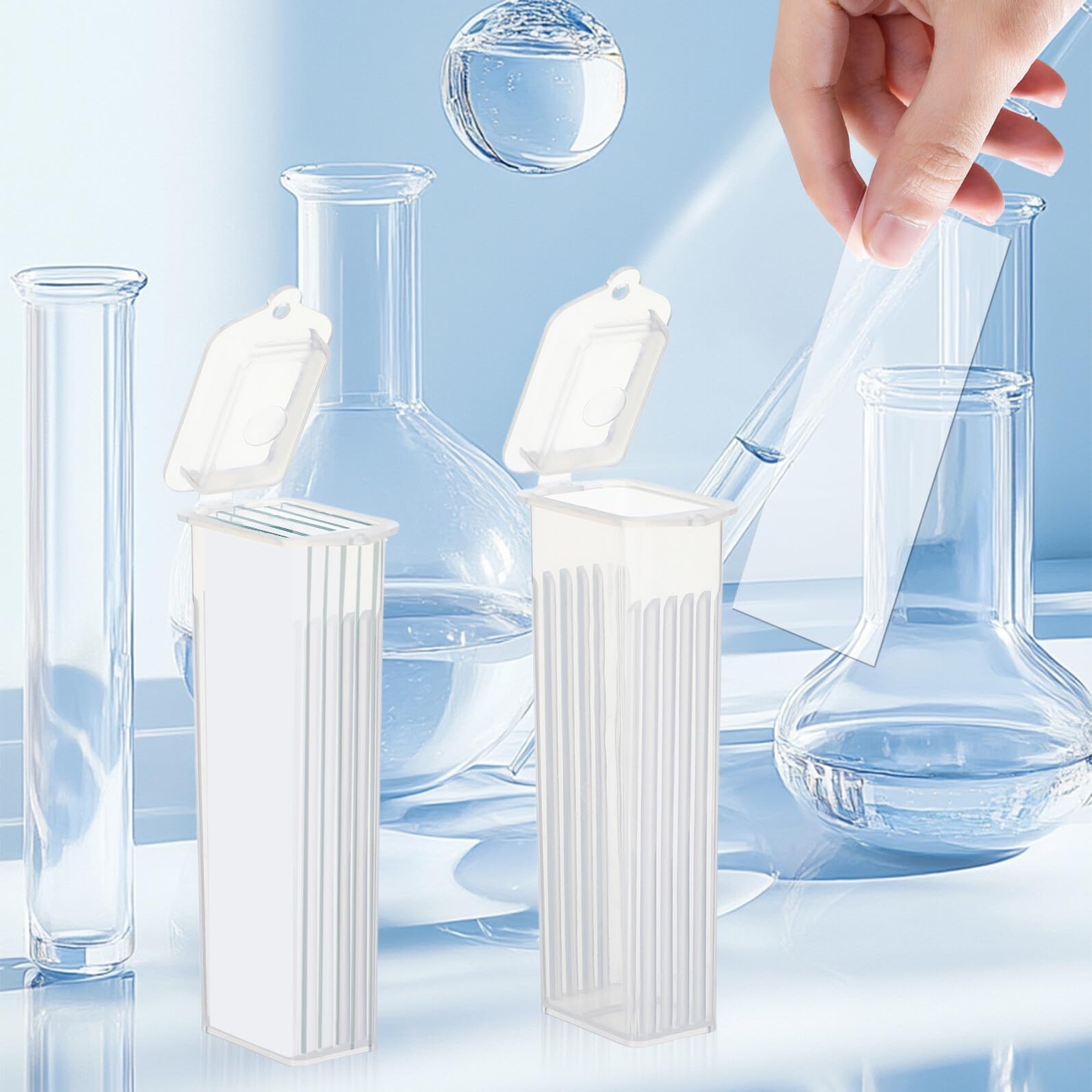 Scatola per Vetrini Patologici in Plastica Pp Bianca da 50 Pezzi Chiusura Sicura e Facile da Pulire per Uso in Laboratorio Scientifico