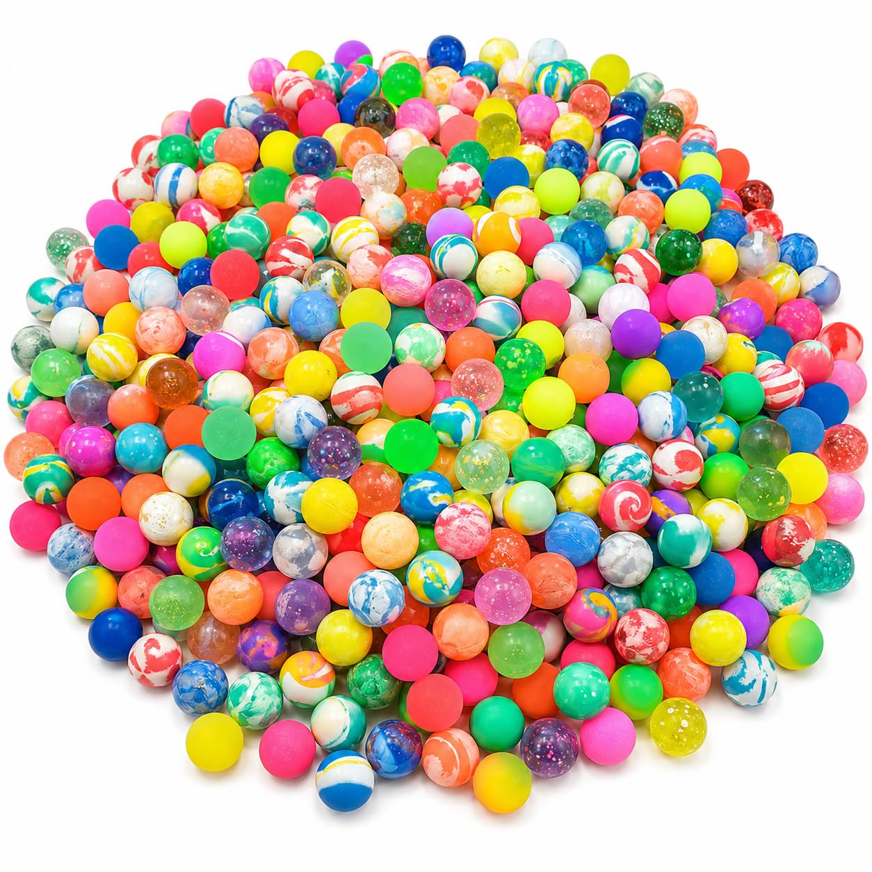 jameitop® 600 FLUMMIS gemixte Bunte Farben (Frost/Verlauf/Neon) 2 cm Spring Ball Sprungball Hüpfball Ball