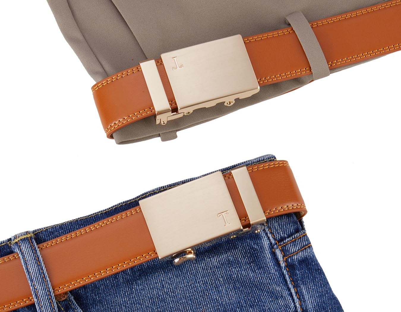 Tonywell Ratchet Belts for Men, Leather Dress Casual Belt, 1 3/8" Adjustable with Comfort Click Buckle - Image 6