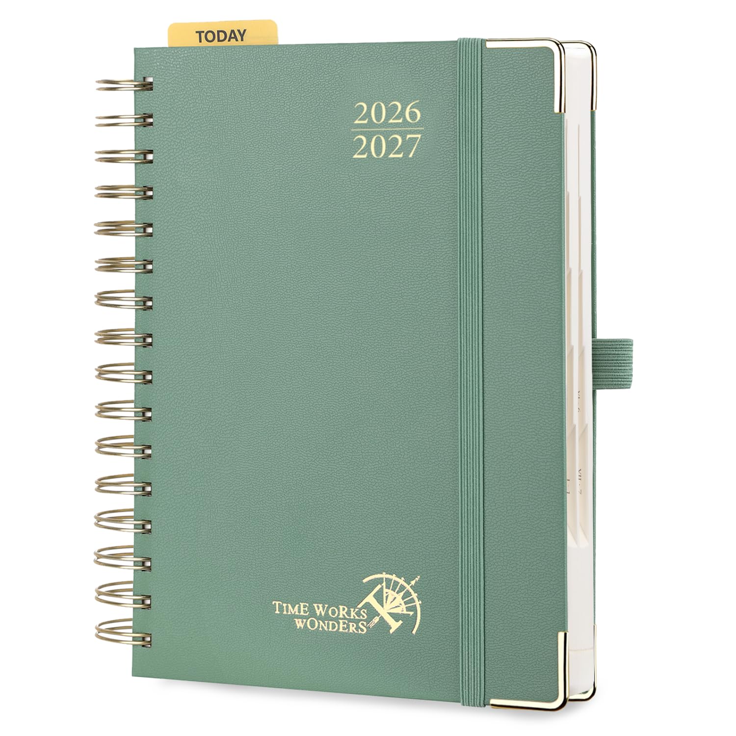 POPRUN Academic Diary 2026-2027 A5 Day to Page Spiral Hard Cover Mid Year Daily Diary (Aug'26 - Jul'27) A Day per Page with Monthly Tabs 26/27 Planner(Midnight Green)