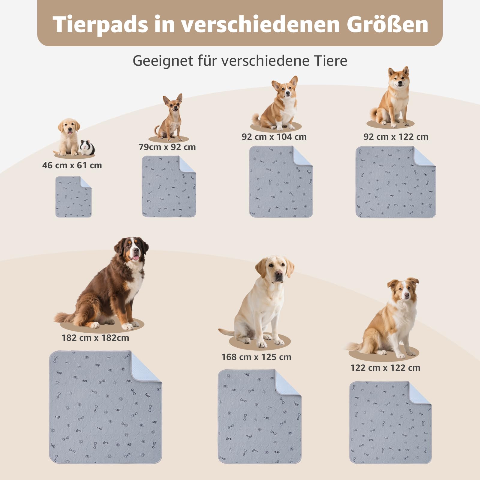 PICK FOR LIFE 2 tappetini per cuccioli molto assorbenti, 92 x 104 cm, impermeabili e lavabili, per cani e gabbie di cani, divano e pavimento