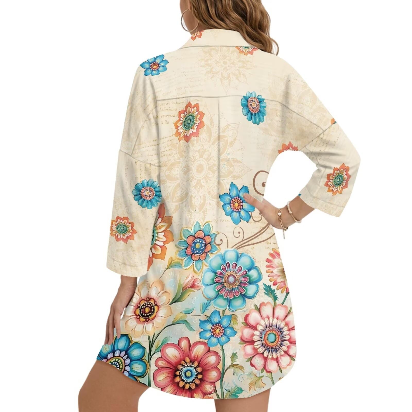 Camisa de playa para mujer, para verano, traje de baño, con botones, vestido de playa para mujer