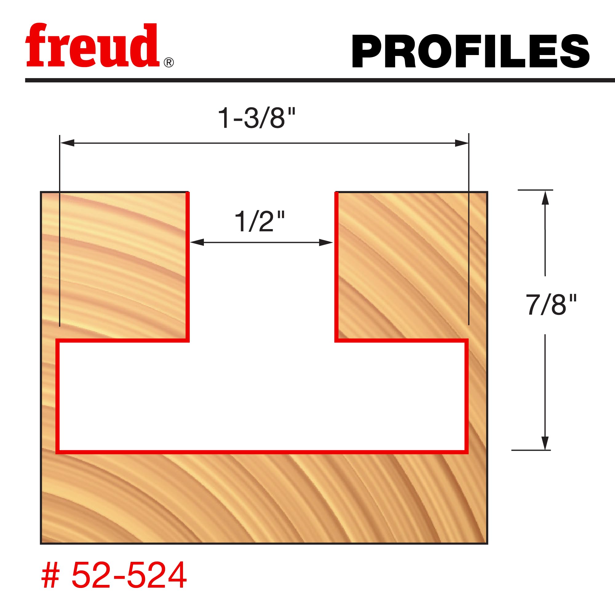 Freud 52-524: 1-3/8" (Dia.) Punta da taglio a T con codolo da 1/2"