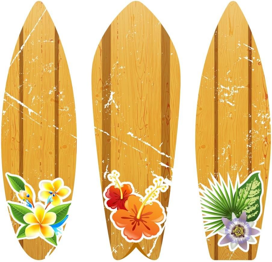 Wallmonkeys FOT-81560989-24 WM69187 Wooden Surfboards with Floral Prints Peel and Stick Wall Decals, 24" H x 24" W-Medium