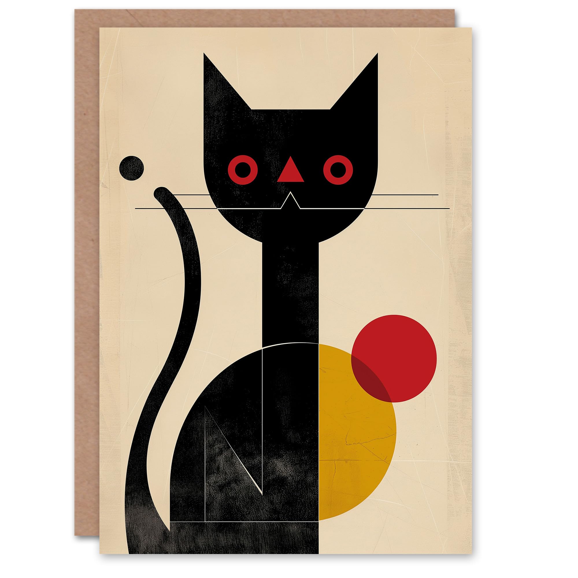 Artery8 Birthday Card Black Cat Geometric Animal Lover Simple