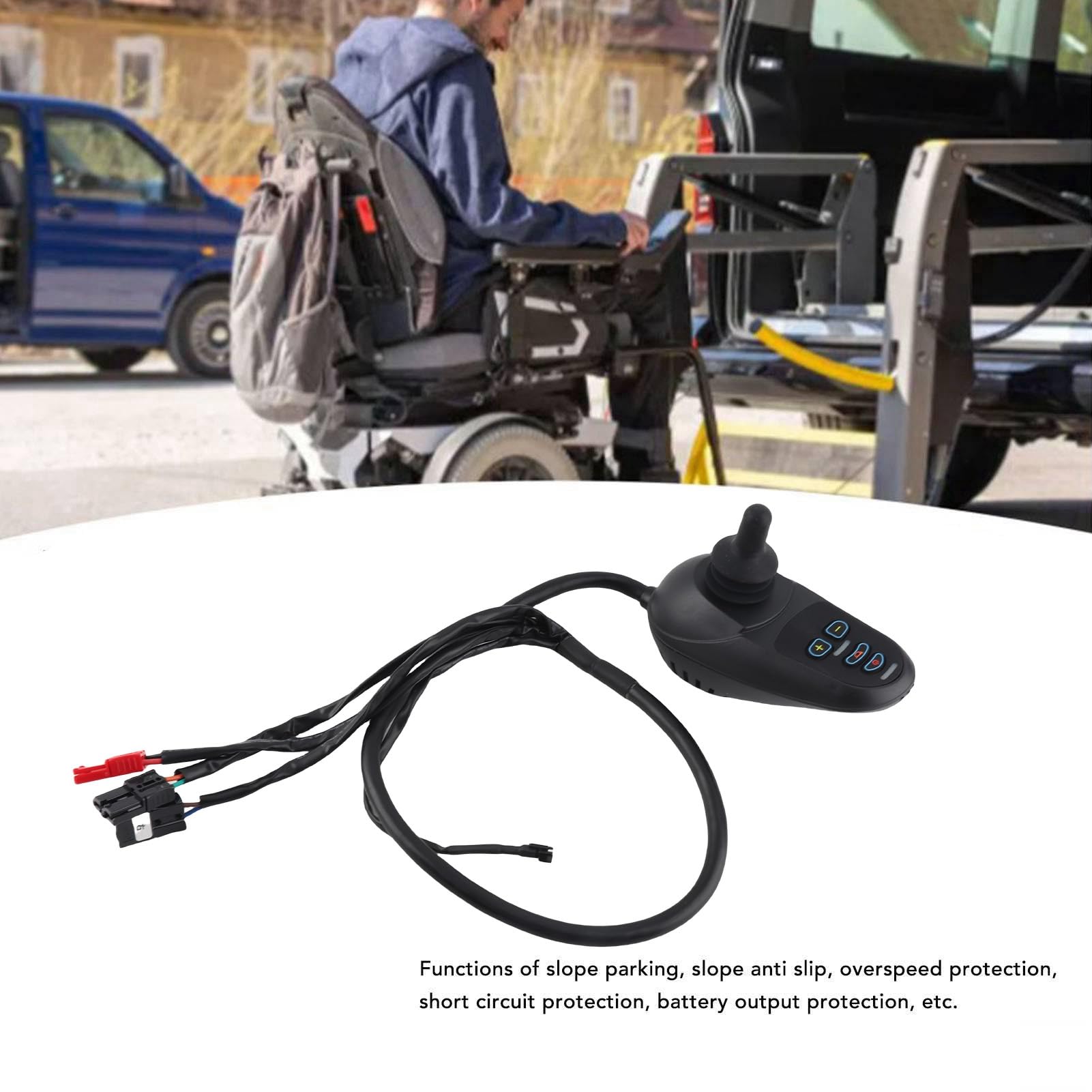 Eujgoov Controlador de Joystick para Silla de Ruedas Eléctrica, Controlador de Silla de Ruedas Eléctrica de 45 A DC24 V, Control Estable y Sensible con Freno Automático de Seguridad para