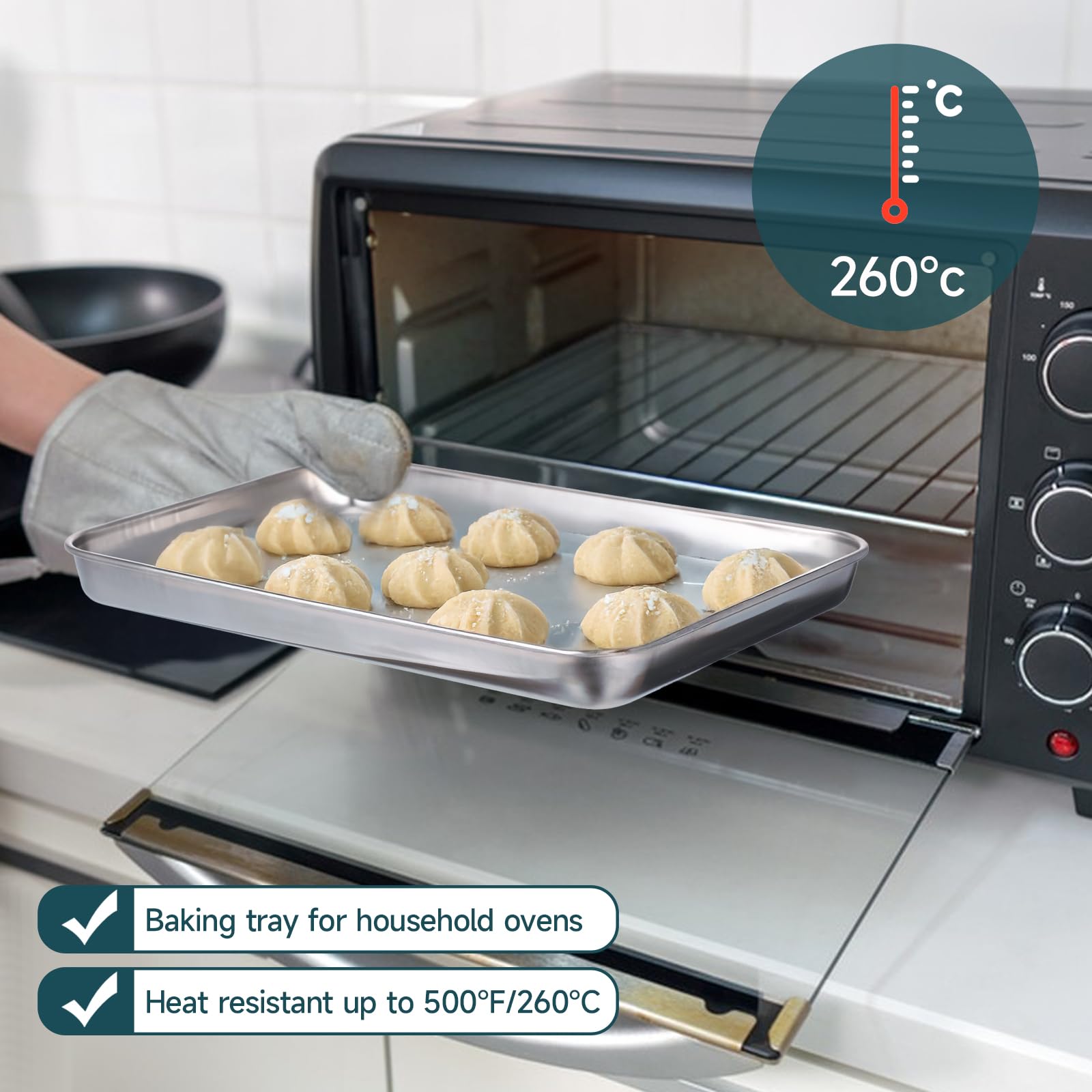 Set di 12 teglie da forno in acciaio inox, 20 x 15 x 2 cm, teglia rettangolare per barbecue, teglia da forno da cucina, lavabile in lavastoviglie, antiaderente