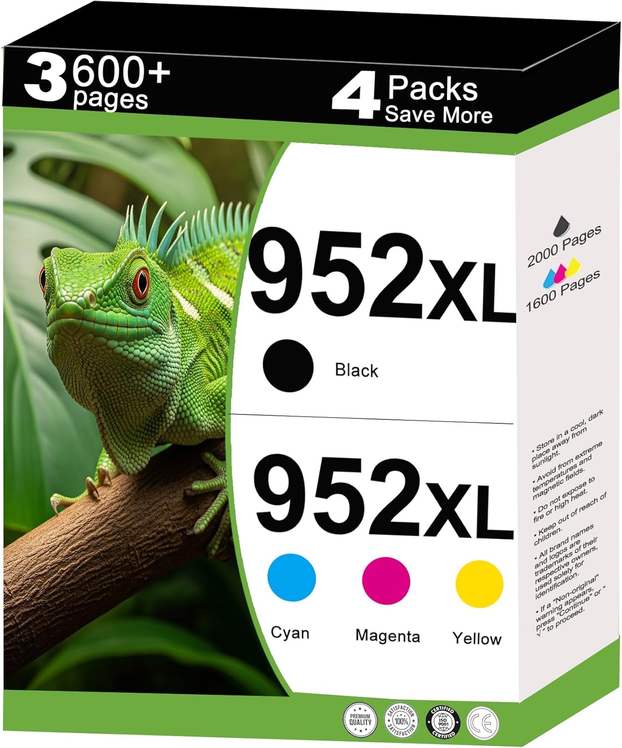 952 XL Ink Cartridge Combo Pack Compatible for HP 952XL for HP952 HP952XL for OfficeJet 8702 Pro 8710, 7740, 8720, 8725, 8210, 8715, 8740, 7720, 8730, 8216, 8700, 8200, 8716 Printers, 4Packs, C/M/Y/K