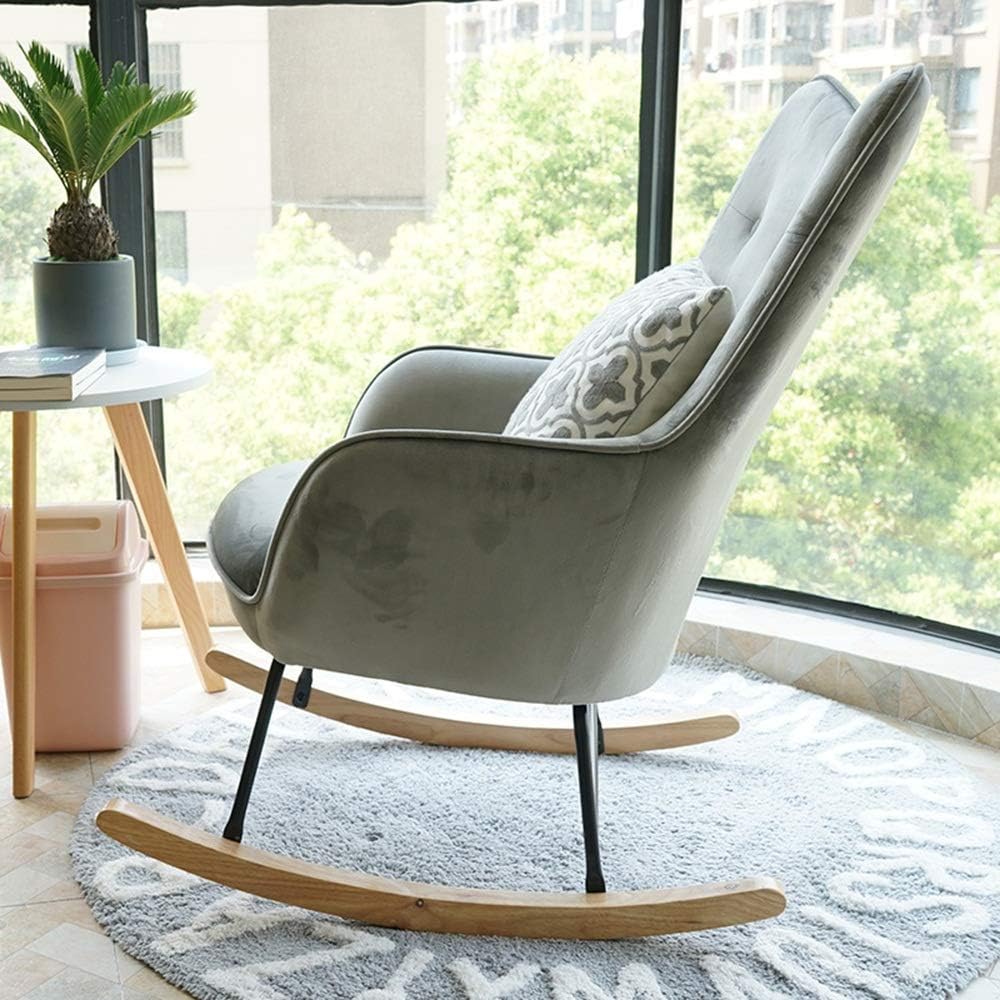 Rocker Relax Rocking Chair Light Grey Lounge Chair Recliner Relaxing Chair with Soft Cushion (Color : Gray Size : 95x90x58cm)