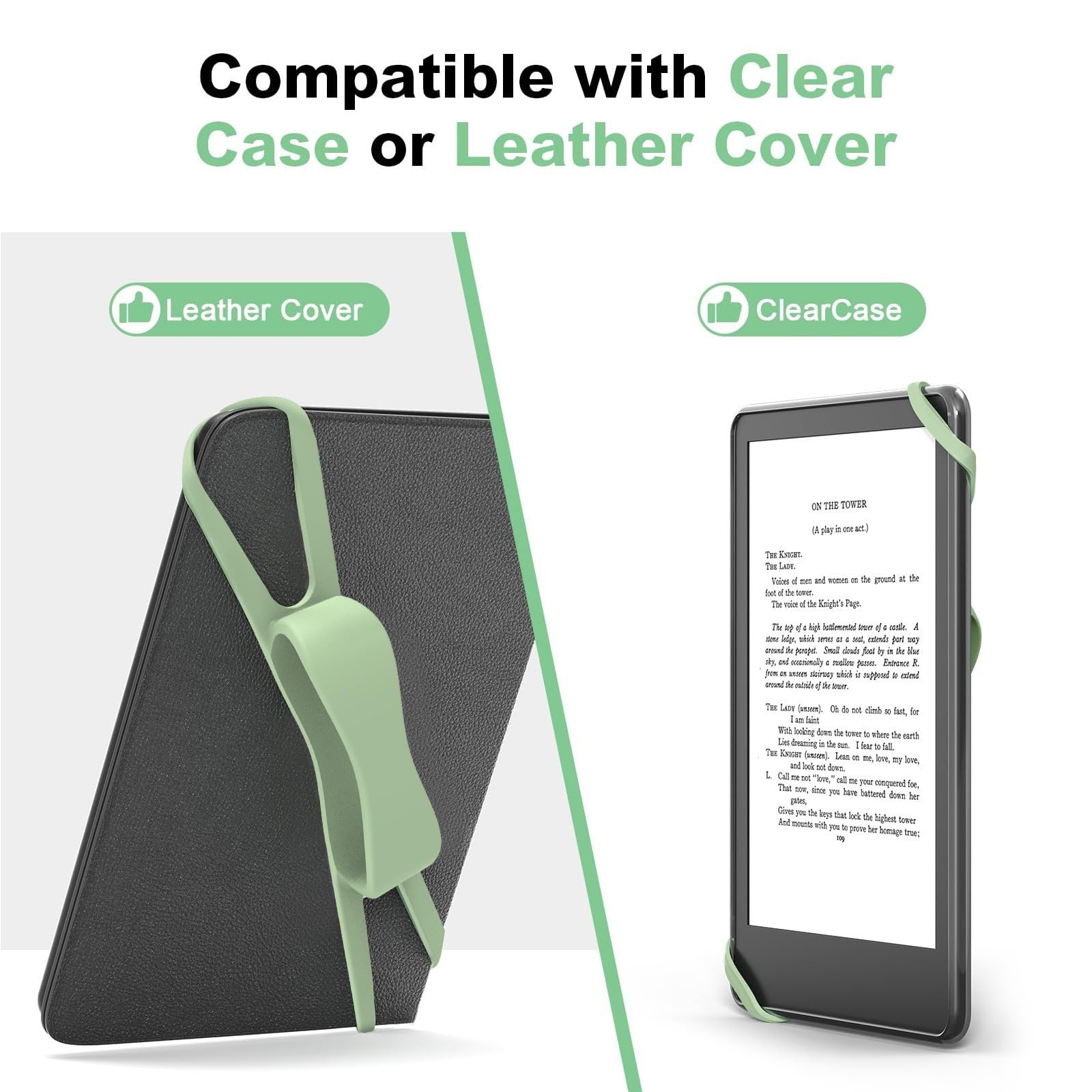 Correas De Mano Para Tablet/Kindle (4.7 A 8 Pulgadas) - Soporte Antideslizante, Cómodas Para Lectura, Color Matcha
