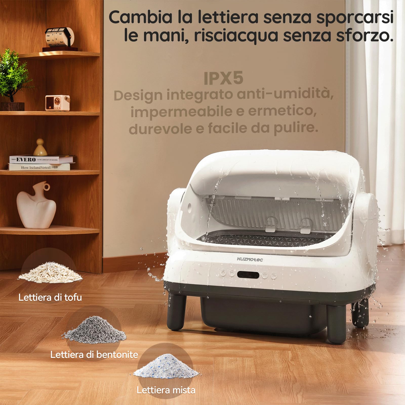 Lettiera Gatto Autopulente 120L con APP, Lettiera Autopulente per Gatti XL | Adatta a Gatti Maine Coon, Cassetto Feci 20L per 15+ Giorni, Lettiera Gatto per Più Gatti, Sensori Multipli, Anti-Odore, IPX5