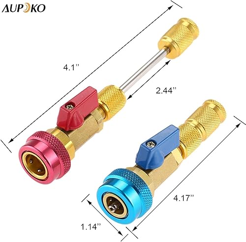Miniatura 6 de Aupoko Instalador de removedor rápido de núcleo de válvula R134A, kit de herramientas de extracción de núcleo de válvula de alta presión para