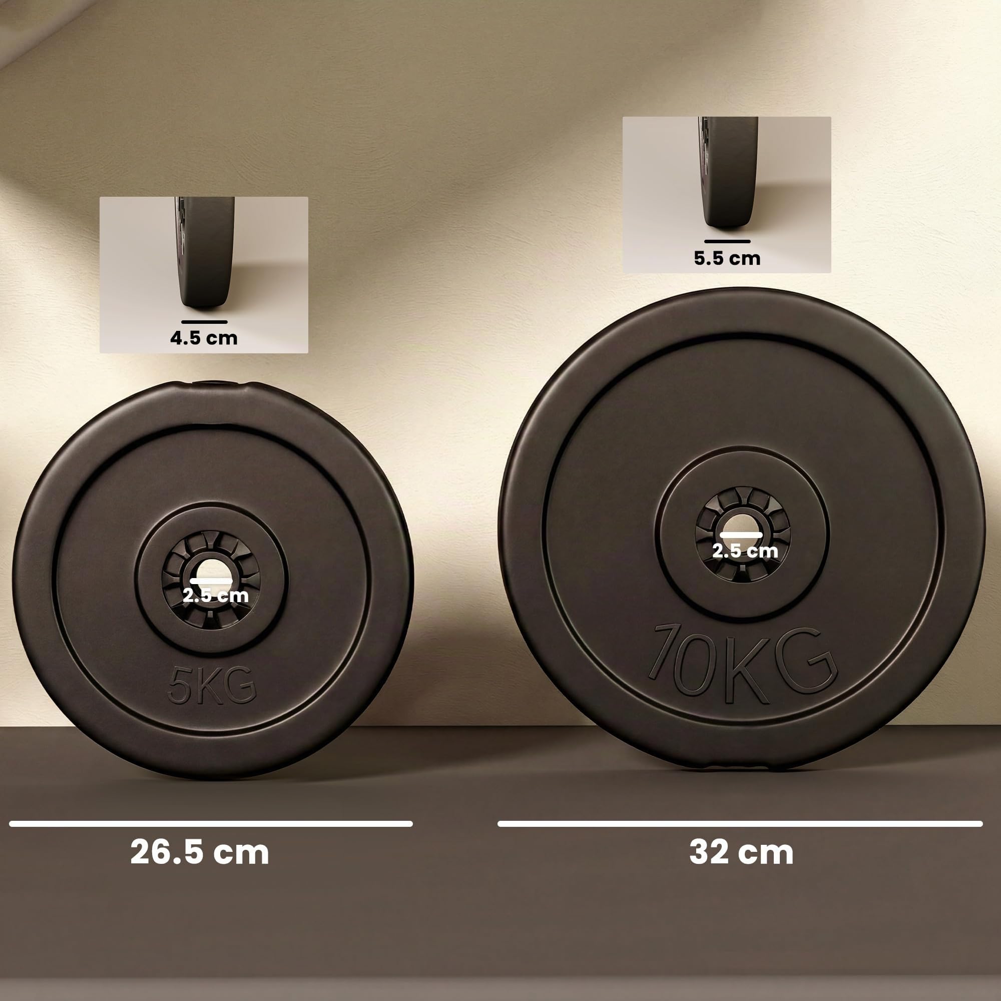 HOMCOM Set di 4 Dischi Pesi per Bilanciere e Manubri Peso Totale 30kg, 2x5kg e 2x10kg, Nero